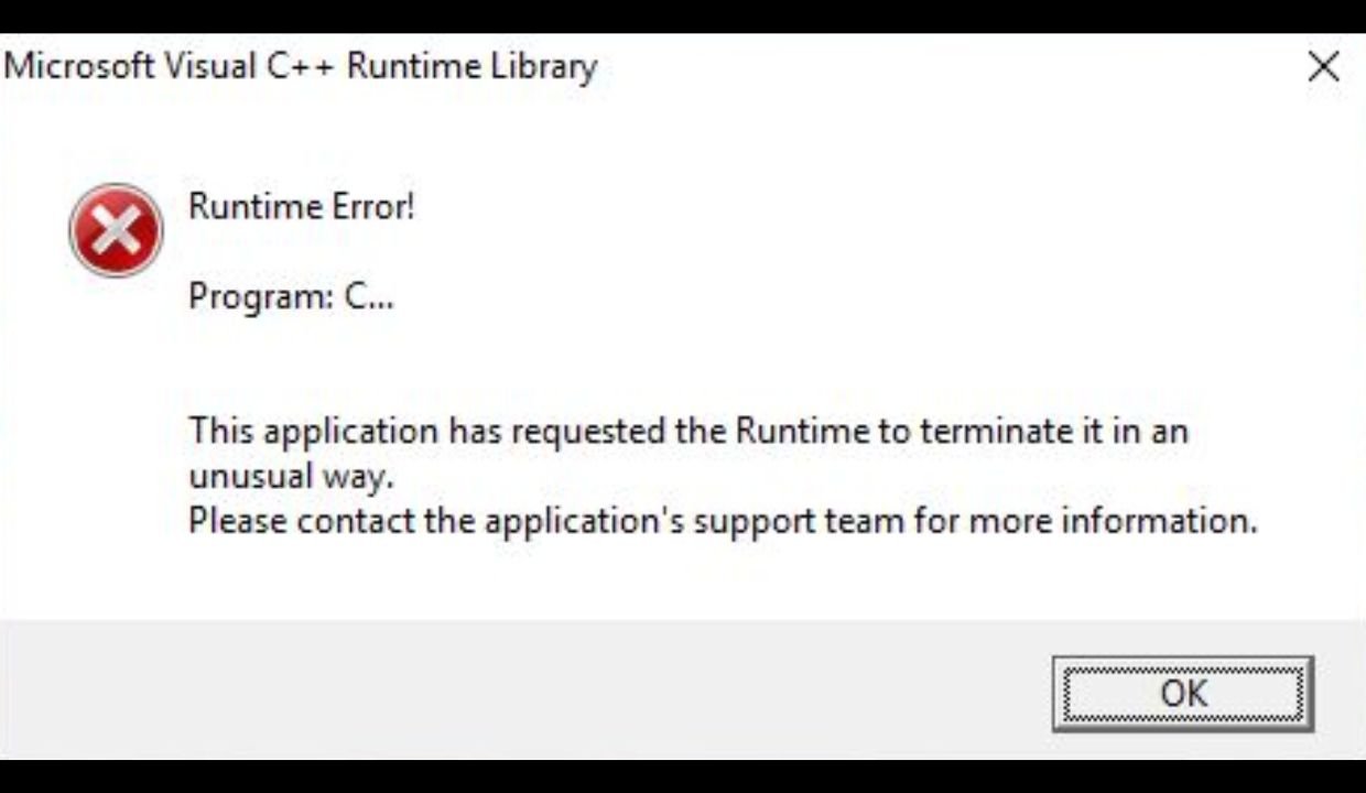 Microsoft Visual C++ Runtime Library Error